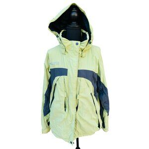 Columbia Titanium Sportswear Jacket Coat Yellow Gray Omni Tech Outdoor Hooded  L